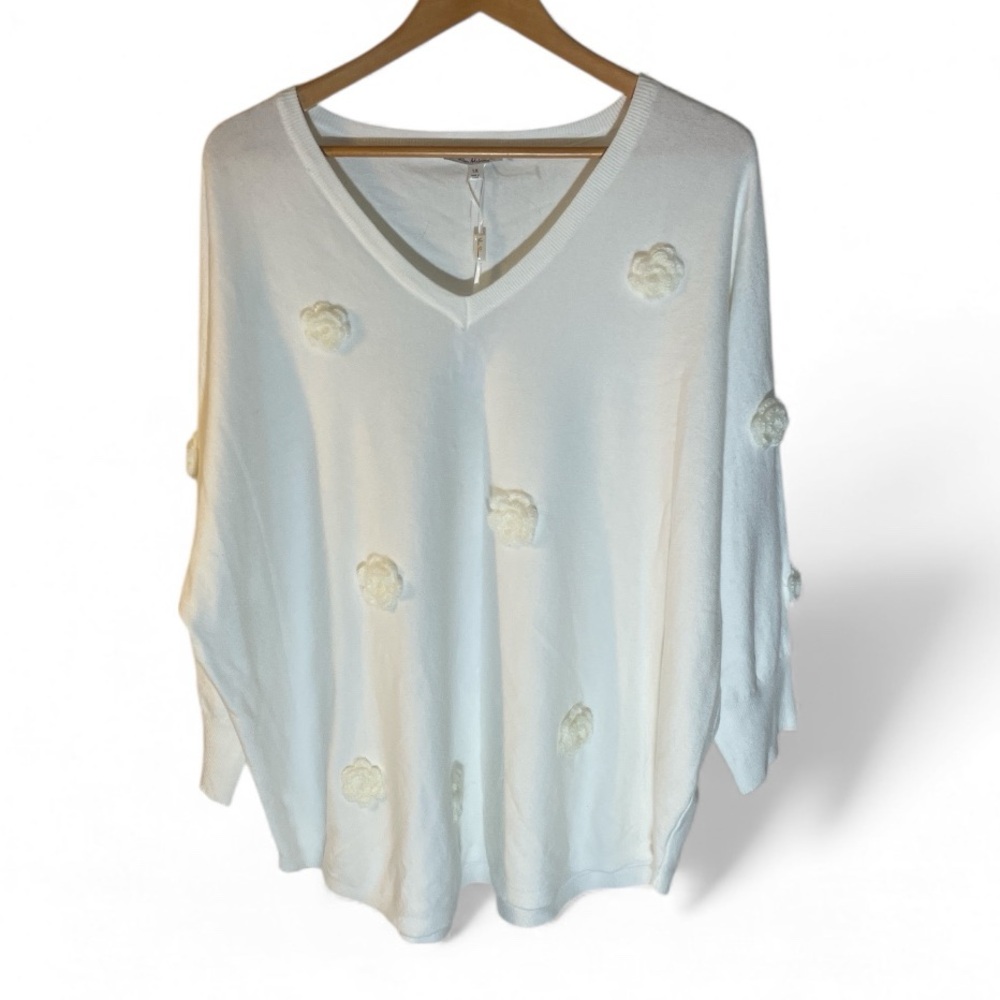 H3- Villa Milano White Knit Top Women’s 1X Sweater NWT NEW